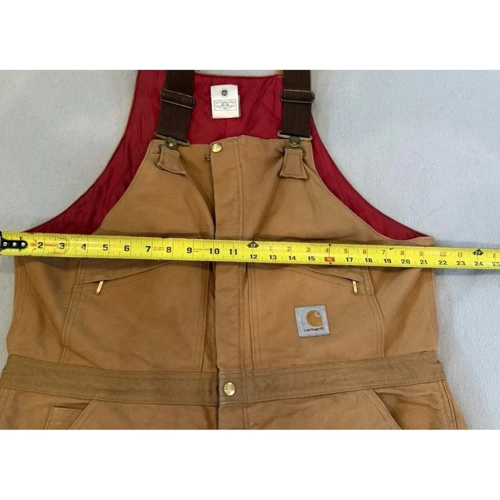Vintage Carhartt Overalls Mens 40X30 Brown Duck Quilt Lined Bib R04 USA Made 90s - Picture 13 of 14